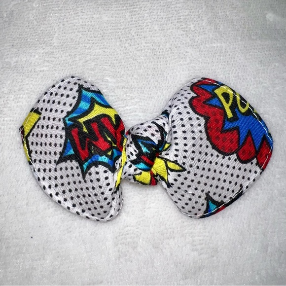 Comic Book Words Polka Dot Bandana Knotted Hair Bow - Picture 7 of 11